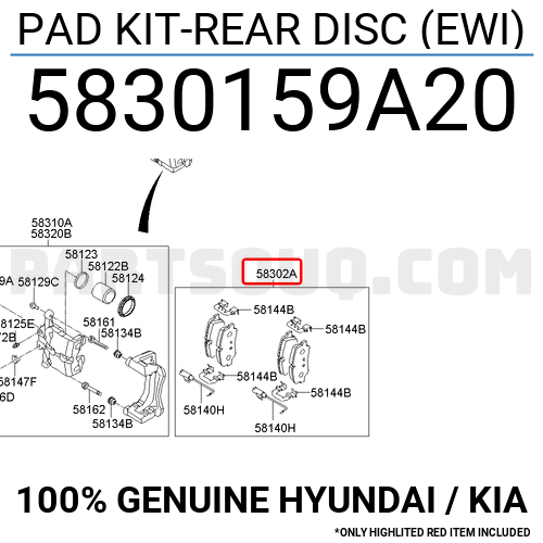PAD KIT-REAR DISC (EWI) 5830159A20 | Hyundai / KIA Parts | PartSouq