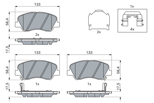 Brake Pad Set, disc brake - 0986494563 BOSCH - 58101C8A10 ...