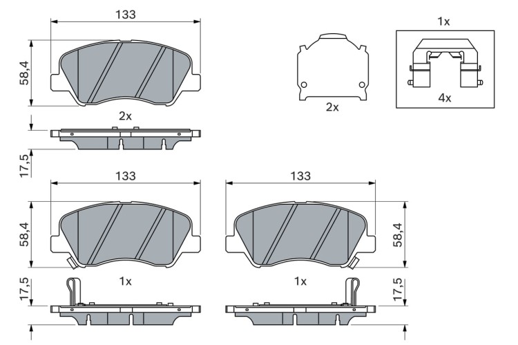 Brake Pad Set, disc brake - 0986494563 BOSCH - 58101C8A10 ...