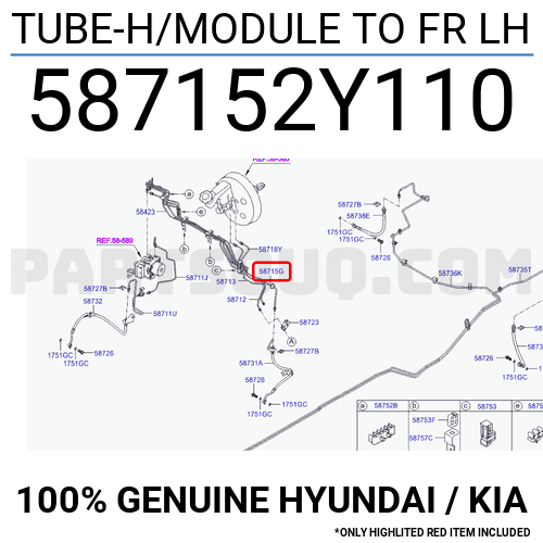 TUBE-H/MODULE TO FR LH 587152Y110 | Hyundai / KIA Parts | PartSouq