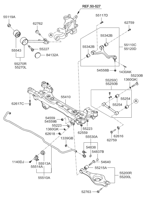 552503F800 Genuine Kia Arm Assembly-Rear Assist L