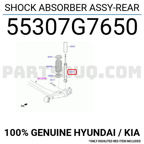 SHOCK ABSORBER ASSY-REAR 55307G7650 | Hyundai / KIA Parts | PartSouq