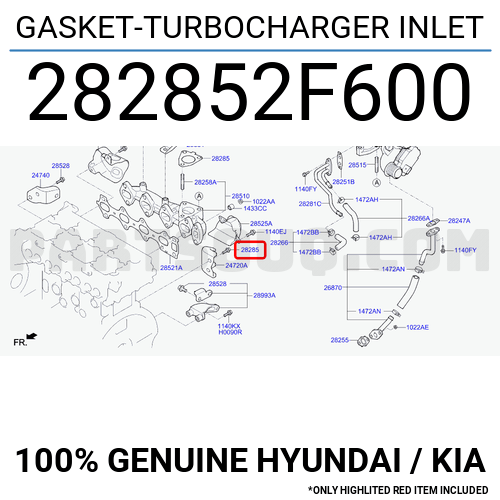 GASKET-TURBOCHARGER INLET 282852F600 | Hyundai / KIA Repuestos ...