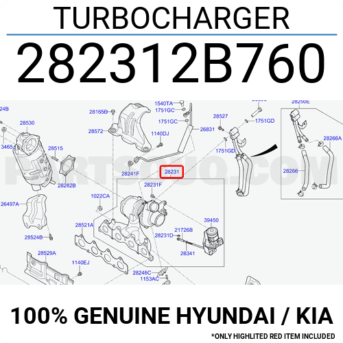 TURBOCHARGER 282312B760 | Hyundai / KIA Parts | PartSouq