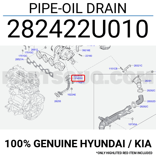 PIPE-OIL DRAIN 282422U010 | Hyundai / KIA Parts | PartSouq