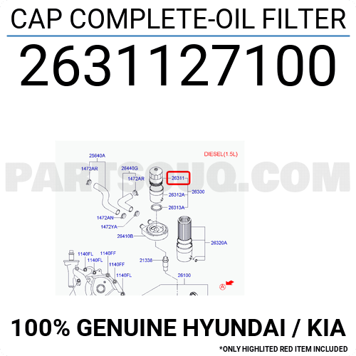 CAP COMPLETE-OIL FILTER 2631127100 | Hyundai / KIA Parts | PartSouq