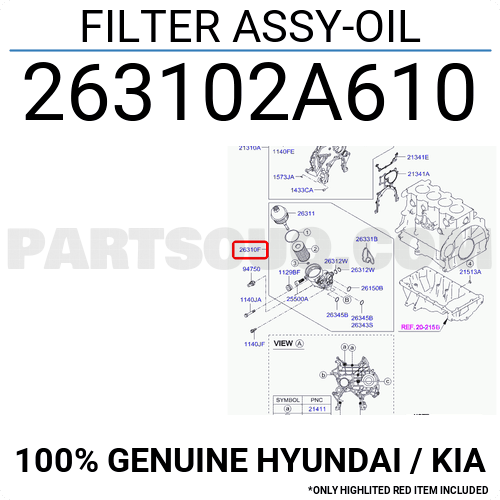 FILTER ASSY-OIL 263102A610 | Hyundai / KIA Parts | PartSouq