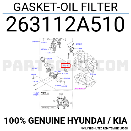 GASKET-OIL FILTER 263112A510 | Hyundai / KIA Parts | PartSouq