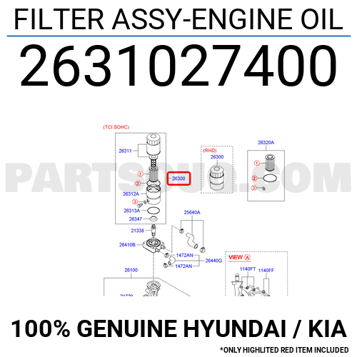 FILTER ASSY-ENGINE OIL 2631027400 | Hyundai / KIA Parts | PartSouq