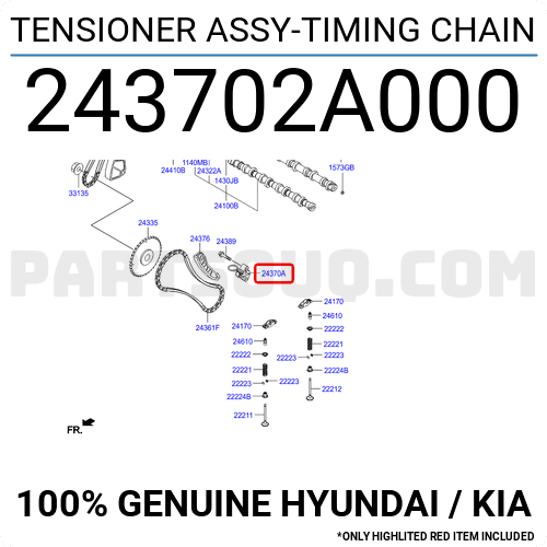 TENSIONER ASSY-TIMING CHAIN 243702A000 | Hyundai / KIA Repuestos ...